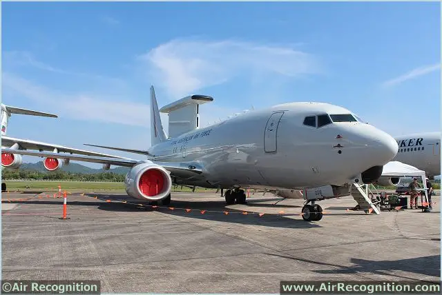Royal Australian Air Forrce displays the E-7A Wedgetail Airborne Early Warning & Control aircraft at Lima 2013. The E-7A Wedgetail provides Australia with one of the most advanced air battlespace management capabilities in the world.