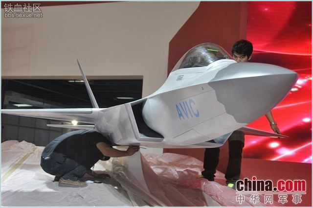 By installing a large scale model at its booth, the Aviation Industry Corporation of China will officially acknowledge the existence of China's second stealth fighter, dubbed by outsiders as the "J-31," which made its maiden flight on October 31.