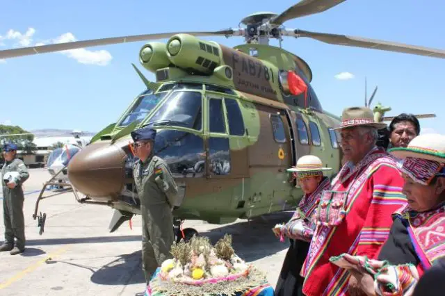 Airbus Helicopters has delivered the 2nd Super Puma AS332 C1e to the Bolivian Air Force (FAB). At the end of 2013, the FAB purchased six of these light-medium helicopters to fight drug trafficking and perform civil security and public service missions throughout the country. The first helicopter was delivered in August of this year and the four remaining helicopters will be delivered between now and 2016.