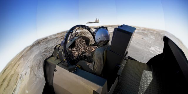 Boeing has improved the realism of ground-based F-22 Raptor training by delivering the first simulators for that aircraft with an immersive, 360-degree visual environment. Two simulators were installed, each paired with the Constant Resolution Visual System (CRVS), Boeing’s patented display that provides high-resolution imagery for pilots to train with nearly 20/20 acuity. 