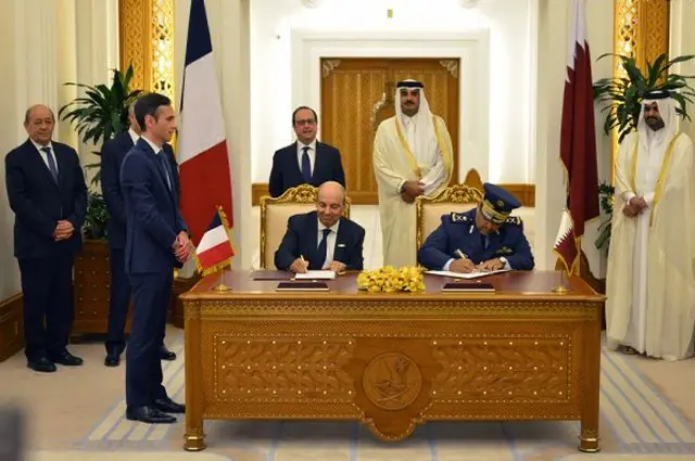 The multibillion-dollar contract between the State of Qatar and Dassault Aviation for 24 Rafale multirole fighter aircraft has been signed on Monday, May 4 in Doha in the presence of Mr. François Hollande, President of the French Republic. Following on from the Mirage F1, the Alpha Jet and the Mirage 2000, the Rafale is set to extend the historic partnership between Qatar, France and Dassault Aviation. 