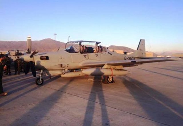 Afghan Air Force received its four first A 29 Super Tucano light attack aircraft 640 01