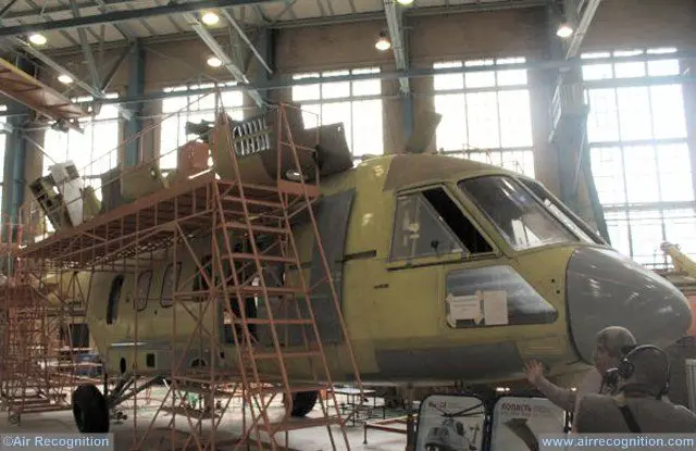 Kazan Mi 38T military helicopter first prototype in final assembly line 640 002