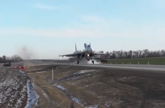 Russian jets practice first ever touch and go exercise on highway 640 001
