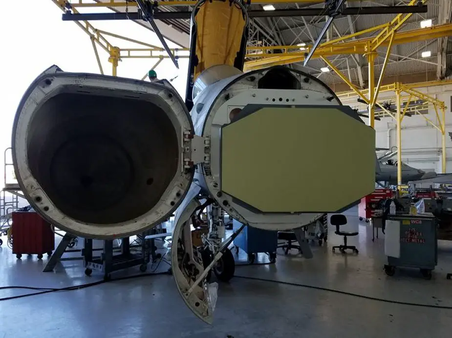Northrop completes successful APG 83 SABR Fit Check on USMC F A 18C Fighter 001
