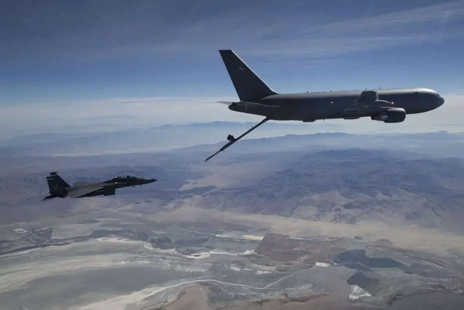 First world tour of US Air Force KC 46A Pegasus refueling and strategic military transport aircraft 925 001