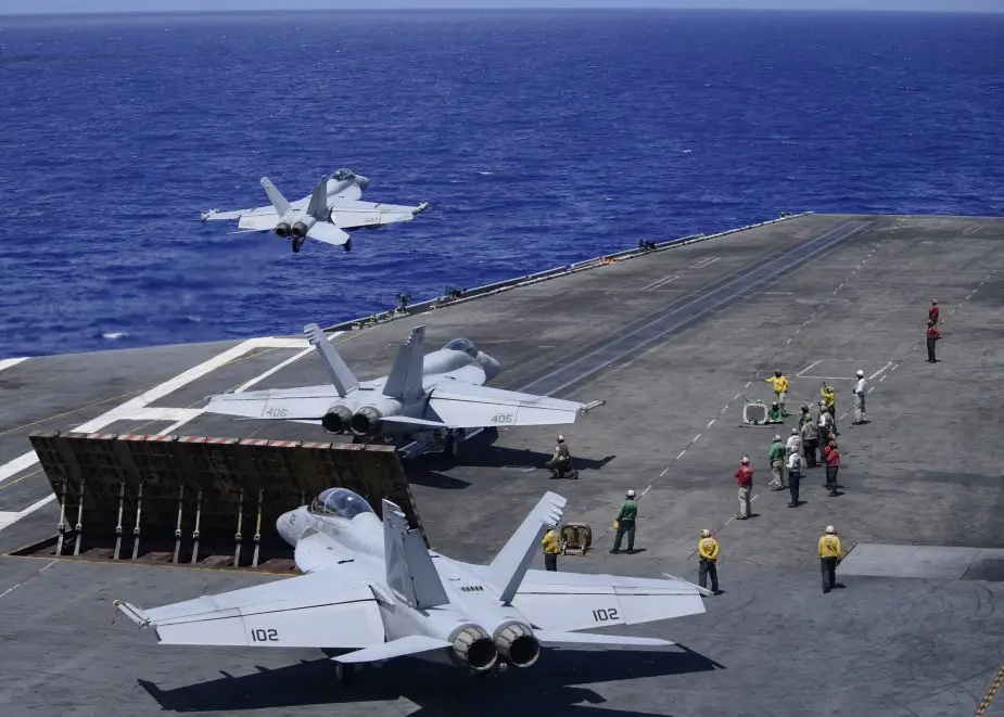 USS Theodore Roosevelt and USS Nimitz strike groups commenced dual carrier flight operations in the Philippine Sea 02