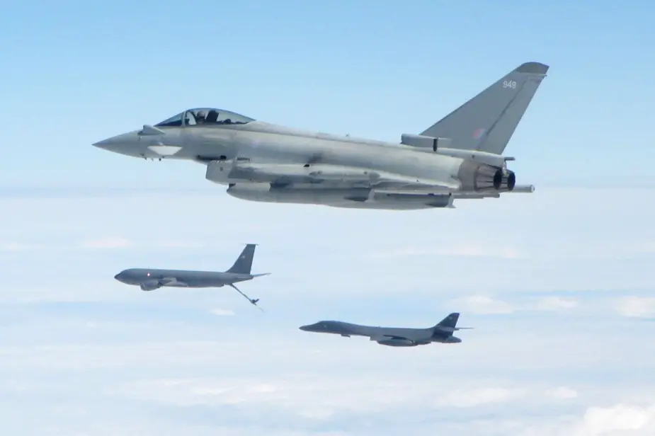 Royal Air Force Typhoons carry out exercise with US B1 bomber