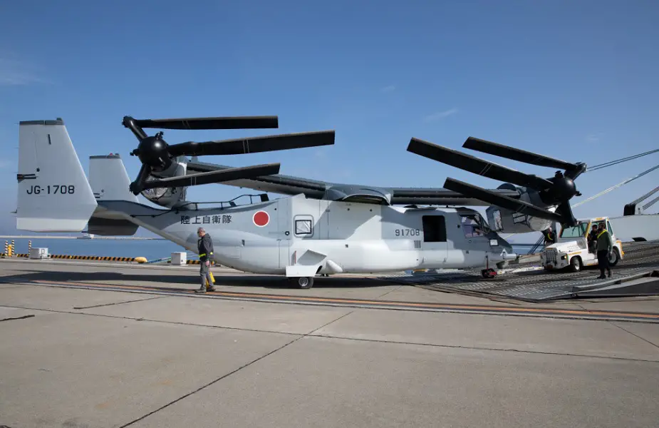 Japan Ground Self Defense Force V 22 Ospreys arrive at MCAS Iwakuni