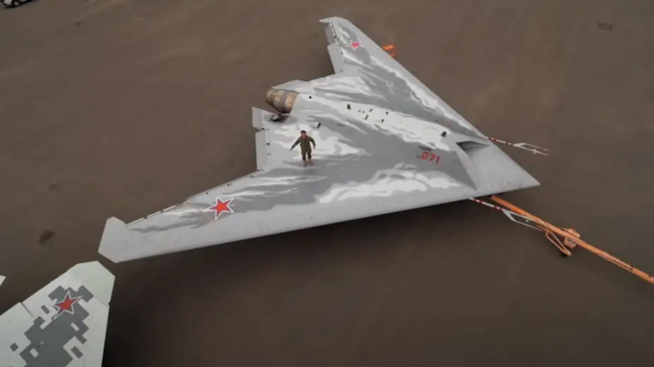 Russian Okhotnik stealth combat drone rolls out in Novosibirsk