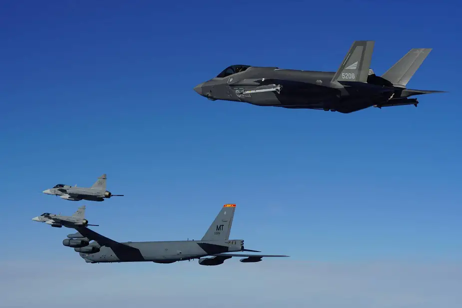 B 52 JAS Gripen and F 35 on joint mission over Norway 01