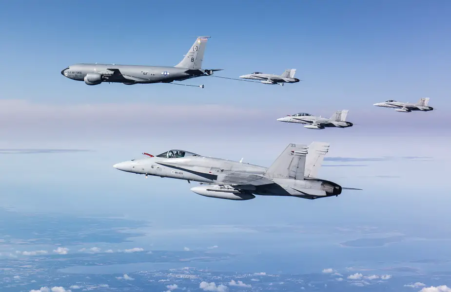 Finnish Air Force Hornets to train aerial refueliing with US KC 135 Stratotanker 01