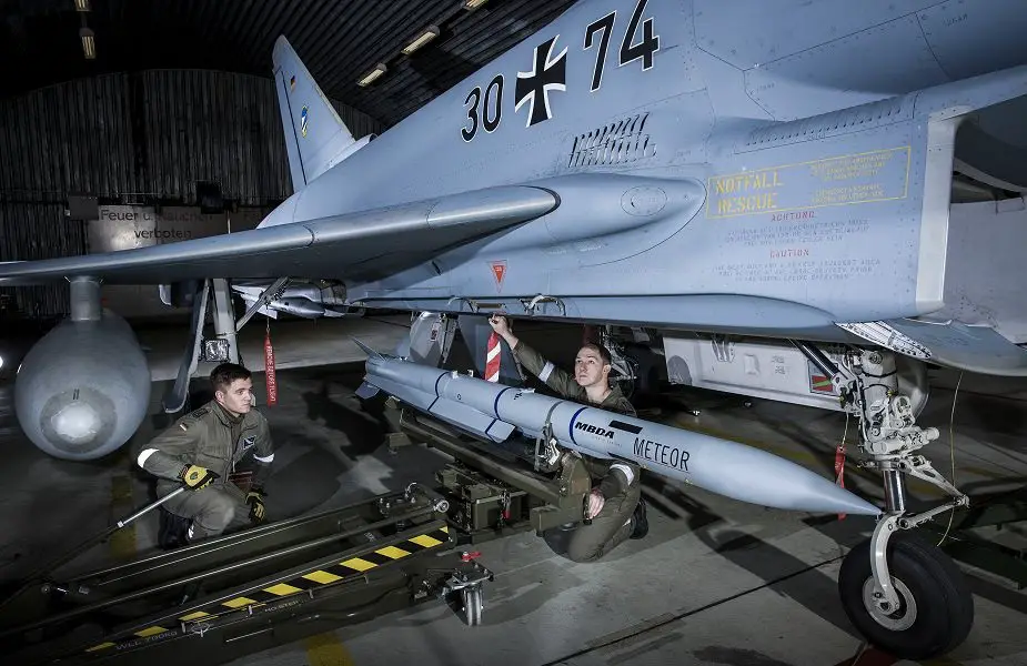 Spanish Air Force Eurofighter Typhoon flies equipped with Meteor missile 02
