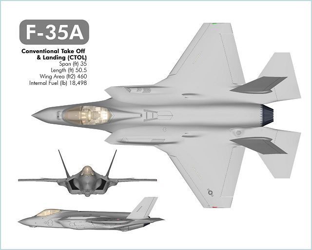 F-35 F-35A CTOL Lightning II Lockheed variants Martin multirole fighter aircraft technical data sheet specifications intelligence description information identification pictures photos images video United States American US USAF Air Force defence industry military technology conventional takeoff and landing